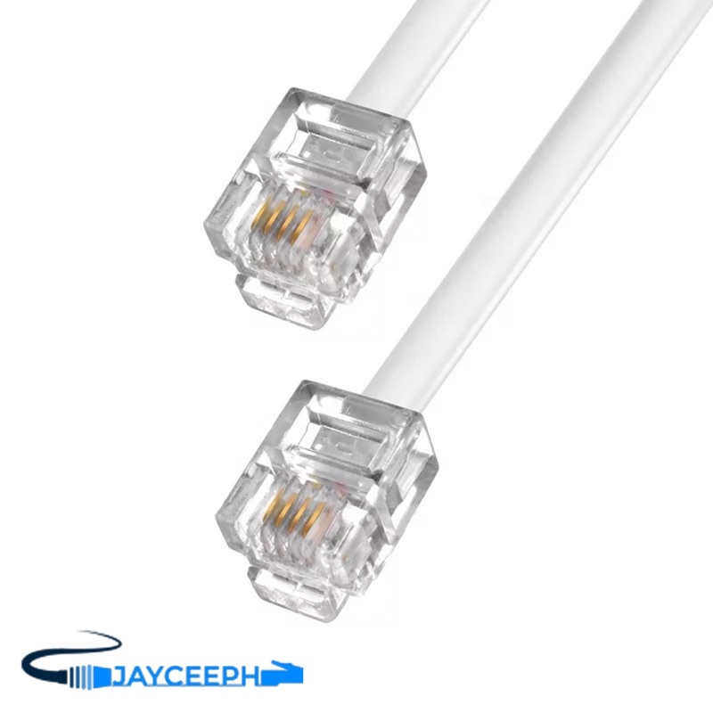 RJ11 Modular Telephone Phone Cables Wire White 6p2c round