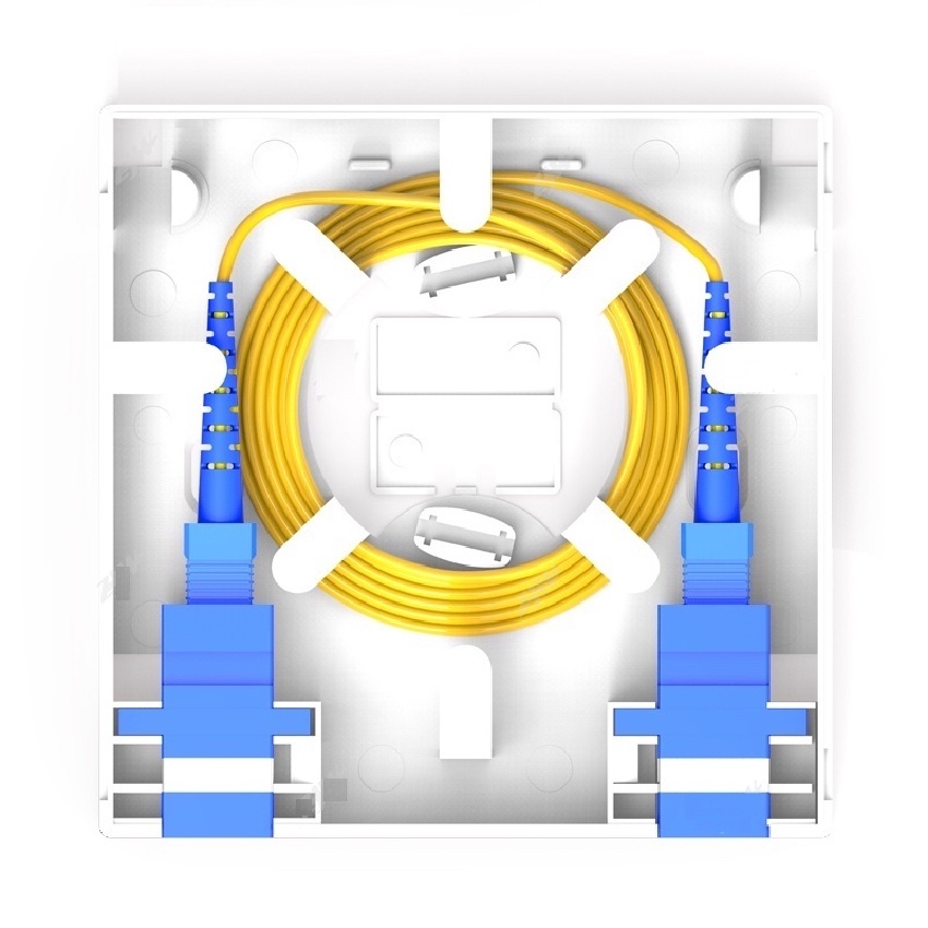 Dual SC Fiber Junction Box FTTH iber Panel Fiber Optic Terminal Box Wall Mount 2 Cores Box