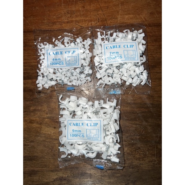 Lan Cable Wire Clips Nail Clamps Straps Tacks White 100 pcs 1 pack 4mm 7mm 8mm 9mm